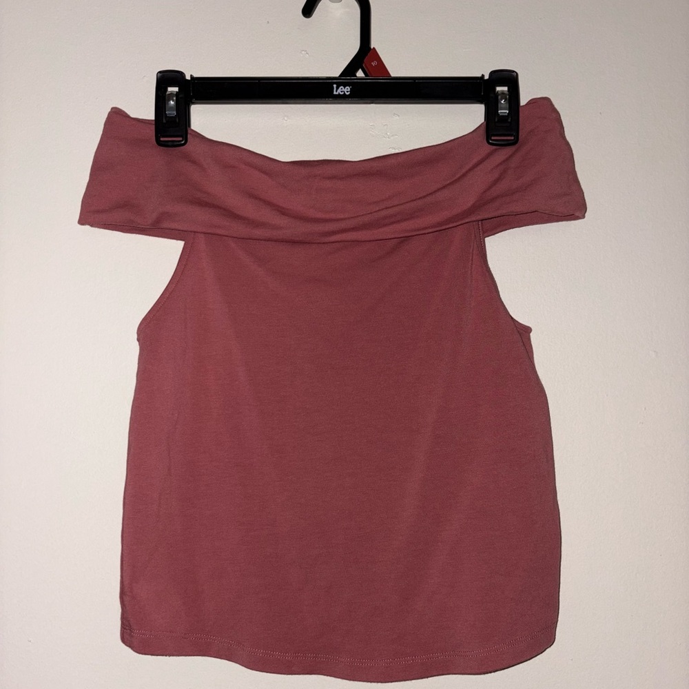 American Eagle Outfitters Off-Shoulder Mauve Crop Top
